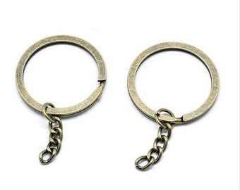 10pc antique bronze finish 25mm(1 inch) Key Split Ring with extension