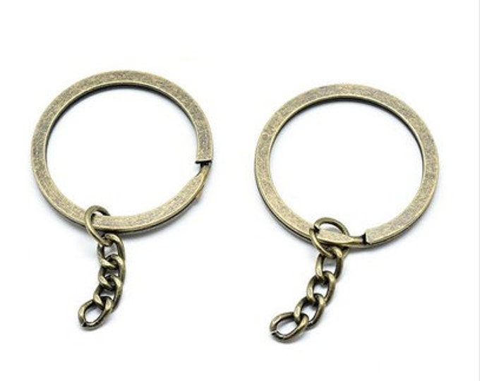 10pc antique bronze finish 25mm(1 inch) Key Split Ring with extension