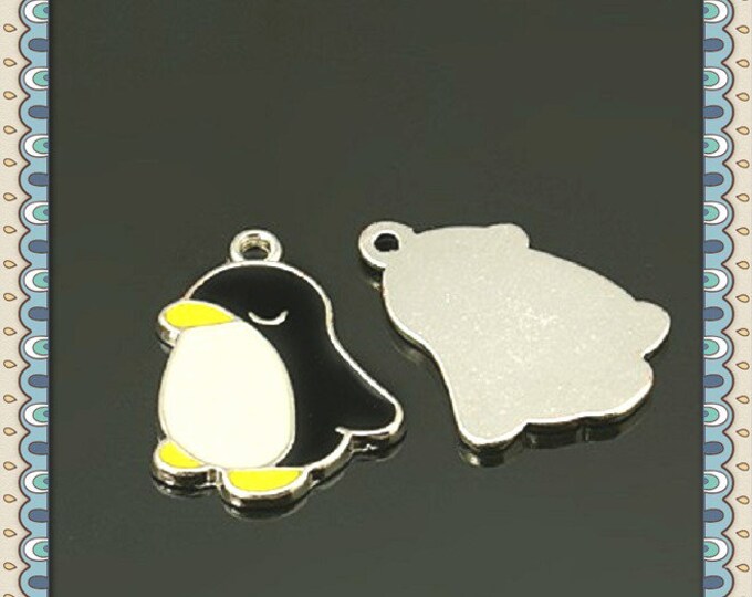 5pc 22x16mm metal with enamel penguin pendants-TDB25