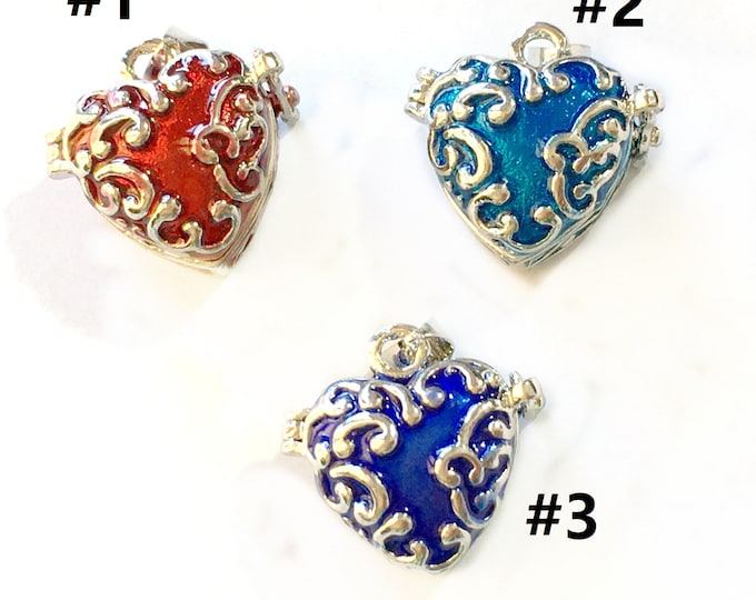 2pc heart shape enamel metal prayer box pendants F030-pls pick a color