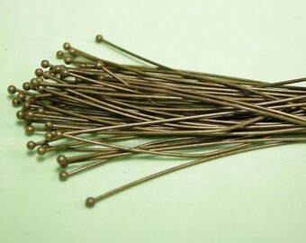 100pc 60mm long  antique bronze finish round head pin-pls pick a thickness