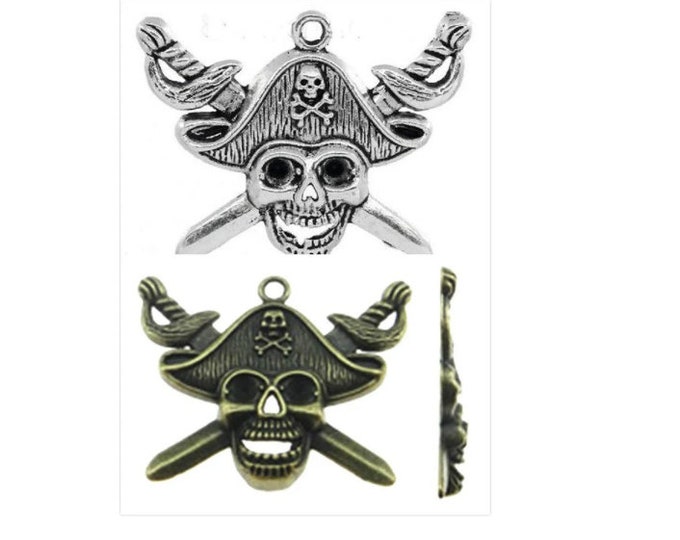 3pcs Halloween Pirate metal pendants 45 x 34mm-pls pick a color