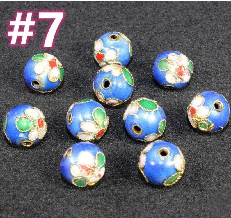 10pc 10mm round Cloisonne beads-pls pick a color #7 -bk438