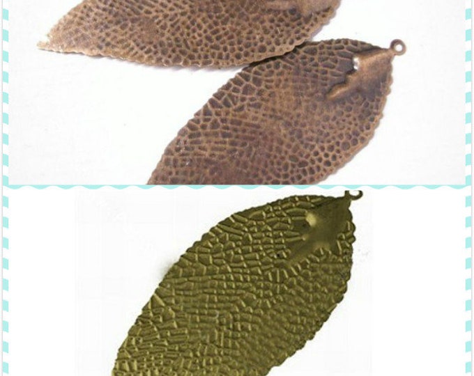 6pc 82X32mm antique metal leaf pendant-pls pick your color