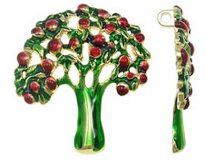 1pc 68x61mm zinc alloy enamel fruit tree pendant-8460