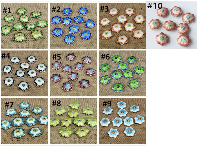 2pc 15mm flower shape handmade  Cloisonne Beads R80-pls pick your color