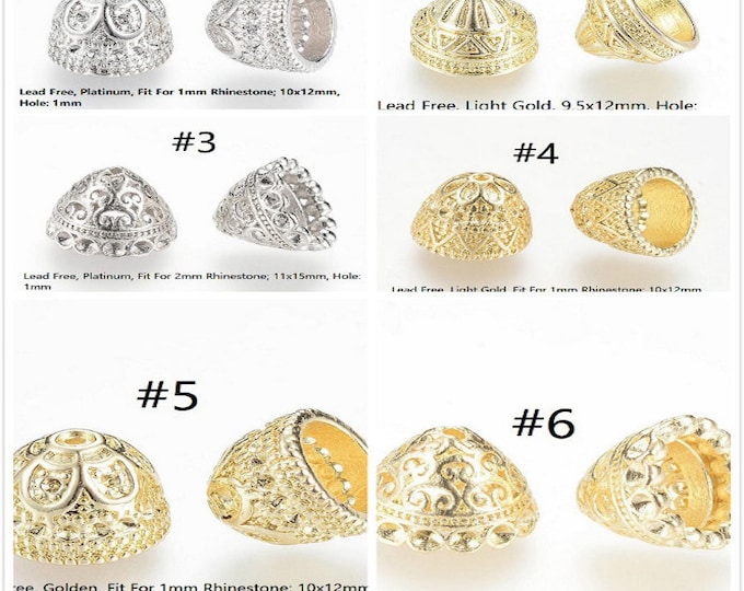 4pc dome shape fancy metal bead caps-Pls choose your style
