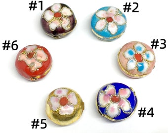 2pc 14x8mm flat round shape handmade  Cloisonne Beads LL1390-pls pick your color