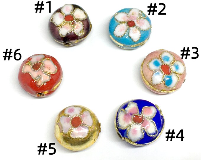 2pc 14x8mm flat round shape handmade  Cloisonne Beads LL1390-pls pick your color