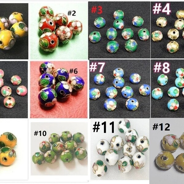 10pc 10mm round Cloisonne beads-pls pick a color