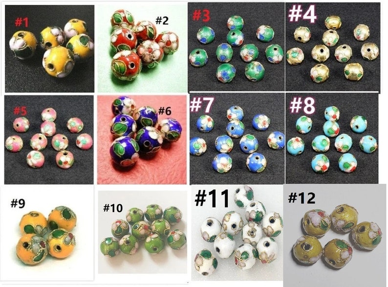 10pc 10mm round Cloisonne beads-pls pick a color image 1