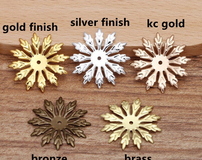 10pc 25mm  brass made filigree flower shape bead caps-pls pick a color