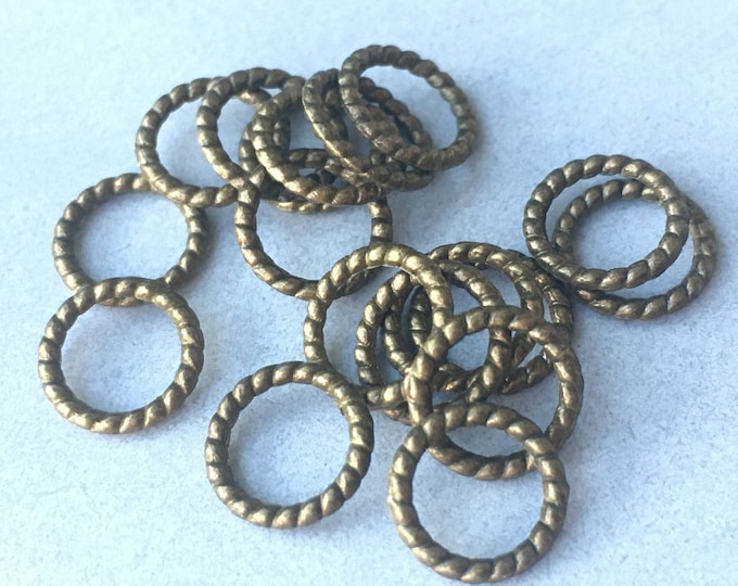 50pc 9mm antique bronze finish metal patterned rings-865