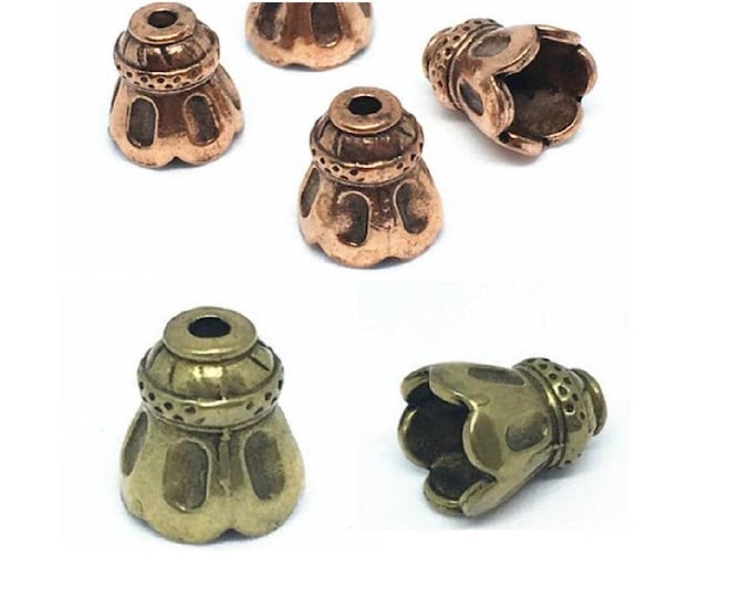 8pc  13x12mm antique finish cone shape bead cap-pls pick your color