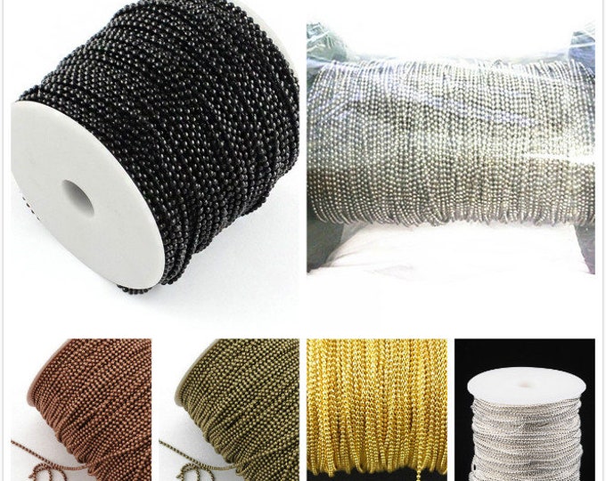 Wholesale 100 meter 1.5mm  ball chain in roll-Pls select your own color（available in gold, silver, copper, bronze, nickel finish)