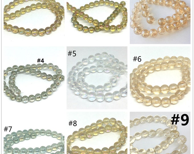 40pcs  8mm Plated Round Electroplated Glass Beads-pls pick a color
