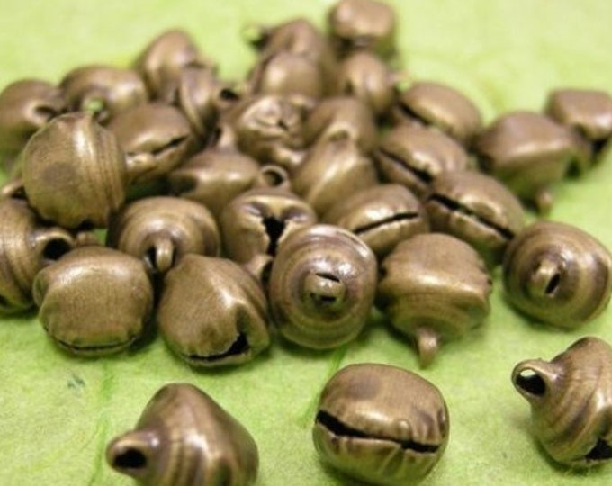 24pc 12x10mm antique bronze finish metal bell charms-5357