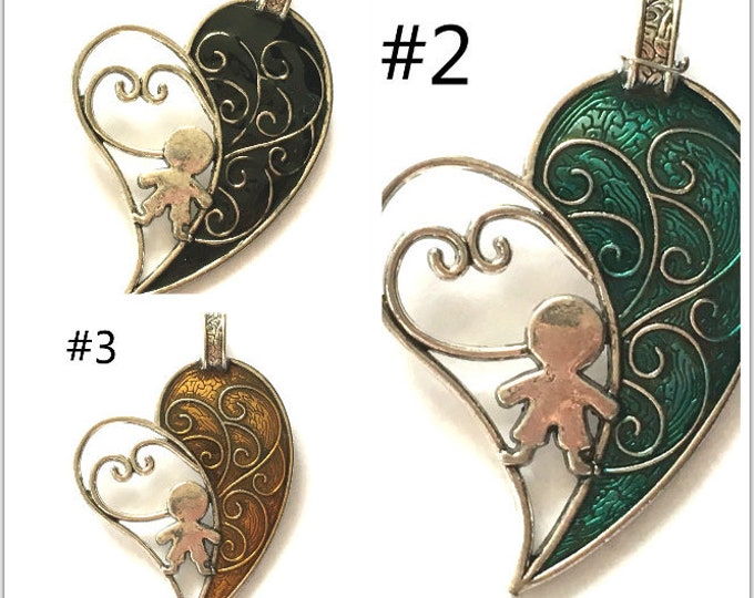 1pc 65x44mm metal with enamel heart shape pendant-Pls pick a color