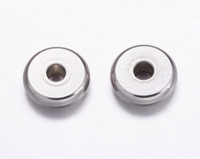 20pcs  flat round stainless steel drum style spacers, beads-Pls pick a size