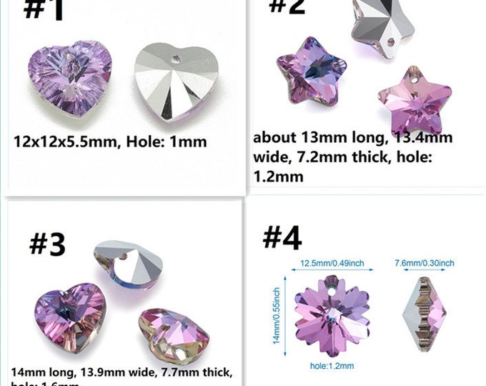 4pc Faceted Glass Rhinestone Charms -pls pick a style