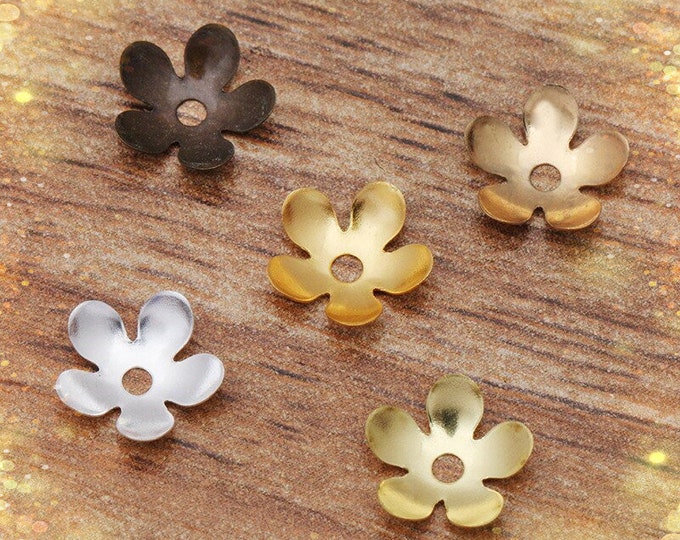 50pc 8.5mm Flower Metal Brass Bead Caps- pls pick a color