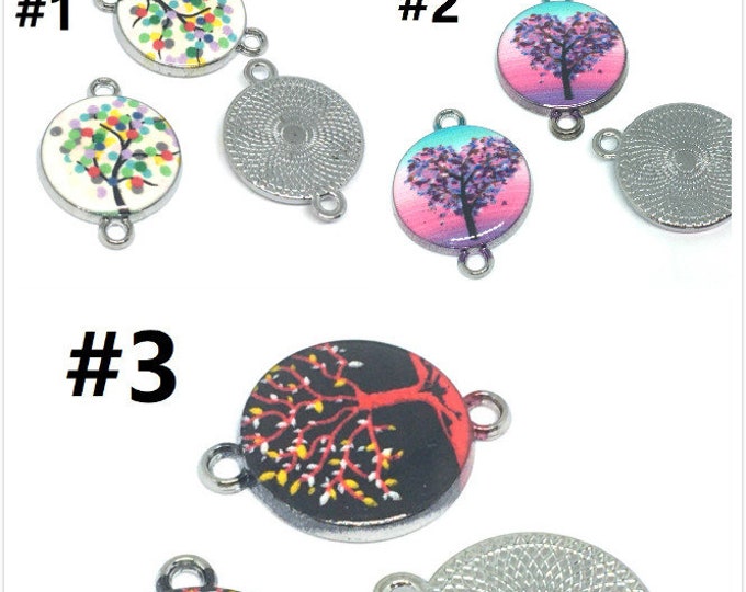 6pc 24x18mm metal alloy base with tree of life connectors-Pls pick a color