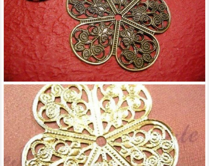 8pc 36mm  filigree flower wraps-pls pick a color
