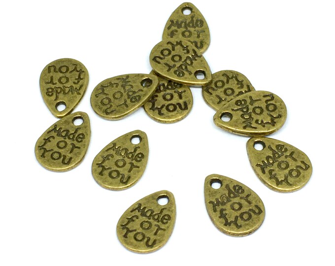 12pc 11x8mm teardrop shape antique bronze finish made for you charms-4876