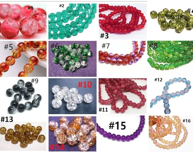 50pc 6mm round  crackle glass beads-pls pick a color