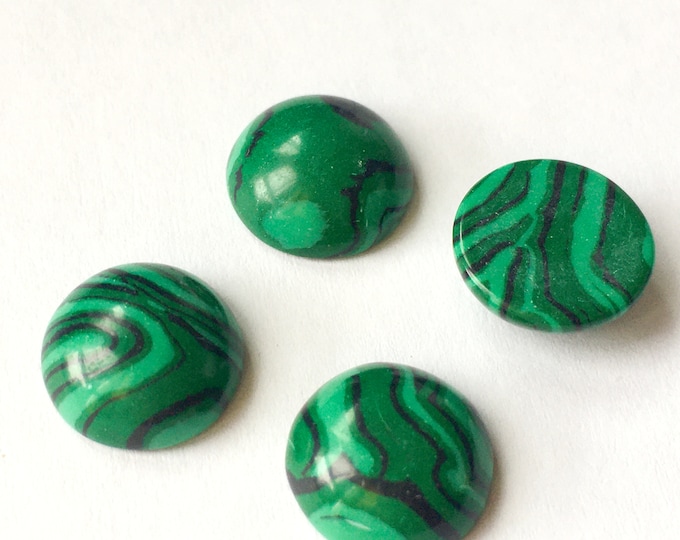 4pc 12mm Synthetic Malachite Cabochons-10573