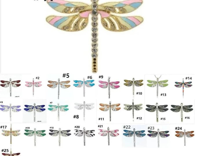 1pc  65x56x5mm zinc alloy enamel with rhinestone dragonfly pendant-pls choose your own color