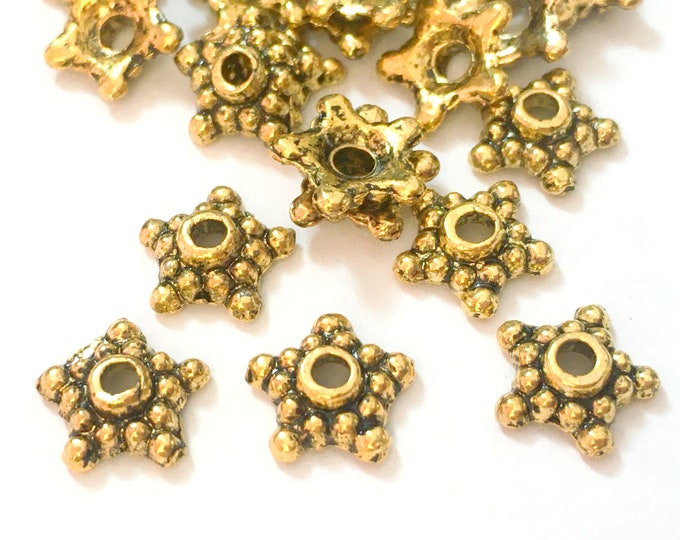 24pc 9mm antique gold finish metal bead caps-5621M