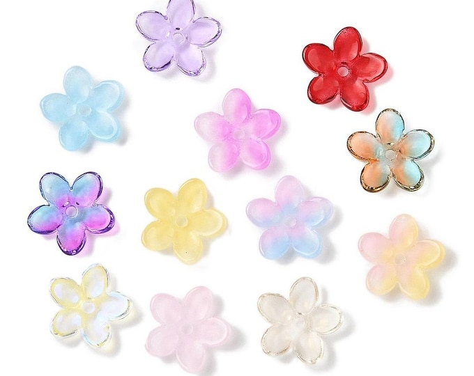 10pc (5 Pairs) Transparent Glass Beads for Spray Paint – Flower Shaped, Mixed Colors – DIY Jewelry Making, Resin Art, Craft Supplies