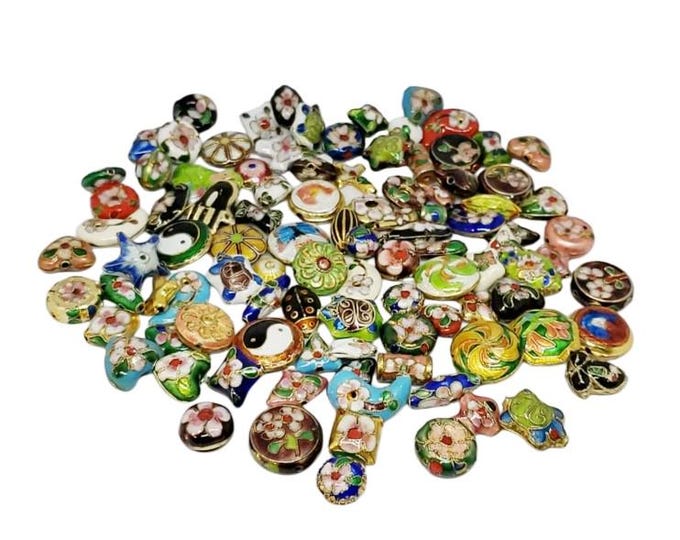 Wholesale 100pcs mix pattern cloisonné finding beads lot