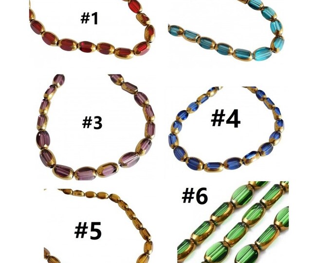 20pcs 7X4.5mm Small Electroplate Glass Beads, Flat Oval Shape, Copper plated-Pls pick a color