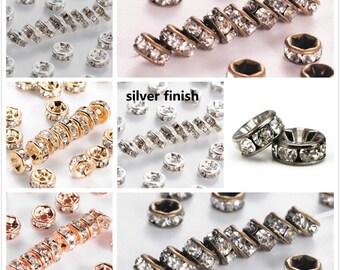 10pc 4mm Copper Rhinestone Beads/Spacers - Choose Your Preferred Color for Sparkling Elegance!