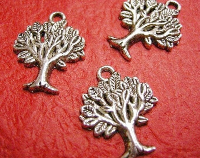 4pc antique silver finish tree pendant 21x17mm-3505