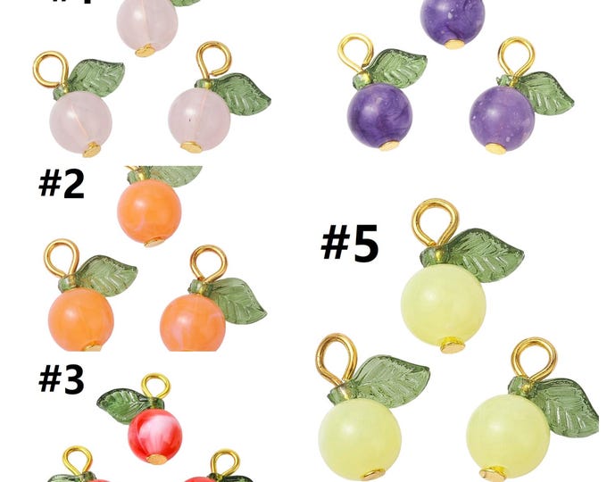 12pc Acrylic Pendants, with Iron Flat Head Pins, Fruit Charms-pls pick a color