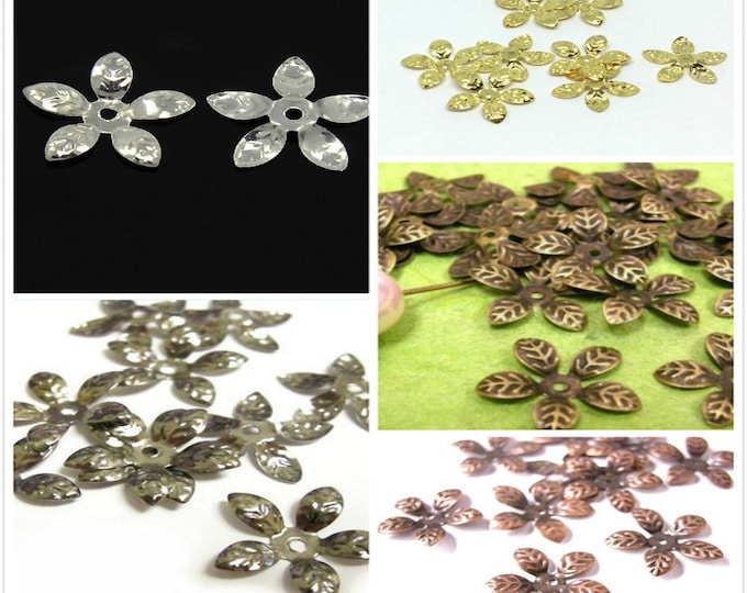 30pcs bendable  flower filigree bead caps-pls pick a color