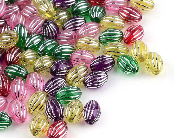 30pc 11.5x8mm mix color acrylic oval beads- FR35A