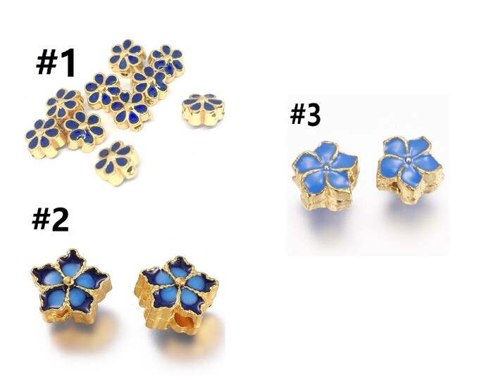 4pc flower shape metal enamel beads-pls pick a style