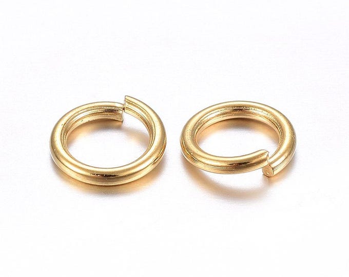 100pc stainless steel open jump rings in gold color-pls pick a size