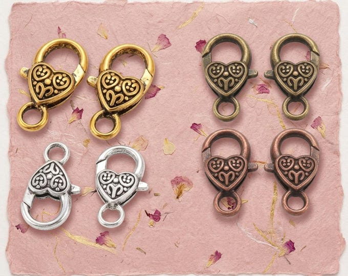 4pc antique  finish 26x13mm fancy metal lobster clasps-pls pick a color