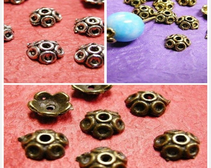 24pc 7mm antique metal bead caps-pls pick a color