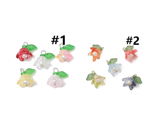 10pc Mix Color Handmade Glass Made Flower Pendants, with Glass Beads-pls pick a style