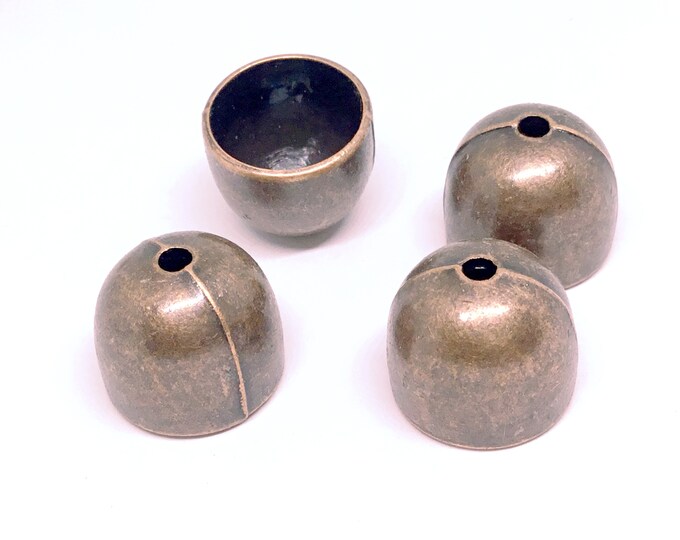 6pc 15.5x13mm antique copper finish dome shape metal bead caps-BB48