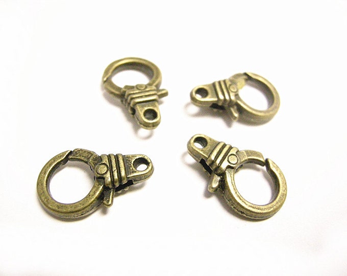 4pc antique bronze finish 18x12mm fancy metal  lobster clasps-8385