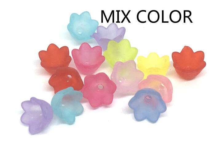 24pc 10x6.5mm frosted flower acrylic beads-mix color
