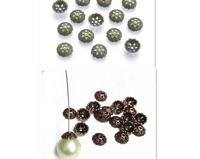 30pc 8mm antique finish metal beads caps-pls pick a color