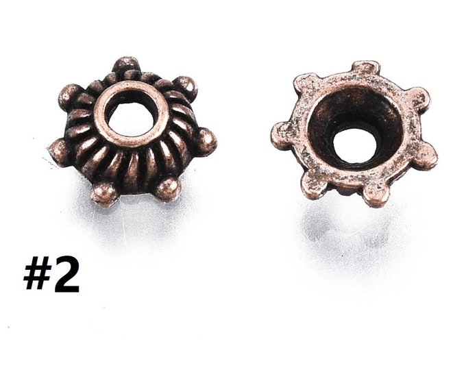 50PC 5mm antique  finish metal bead caps in antique copper finish